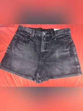 American Eagle Outfitters High-Waist Washed Black Denim Shorts